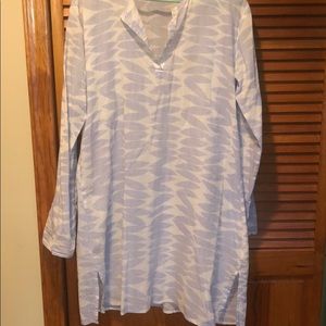 Periwinkle/White Linen Cover Up Dress